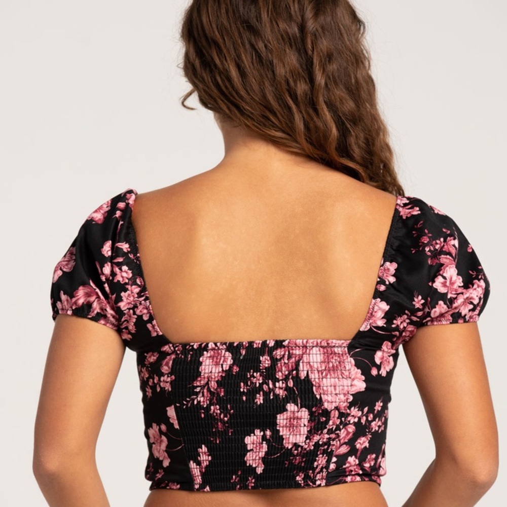 Pink Black Corset Cropped West of Melrose Shirt - Picture 2 of 6